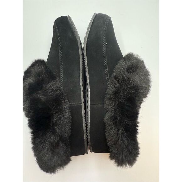 SOREL GO- COFFEE RUN WOMEN'S SLIPPER Slip-On Black Faux Fur Size 7 NIB - Picture 6 of 11